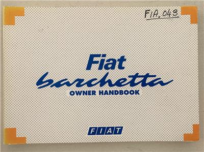Fiat Barchetta Car Owners Manual Handbook 1996 Third Edition #603.06.