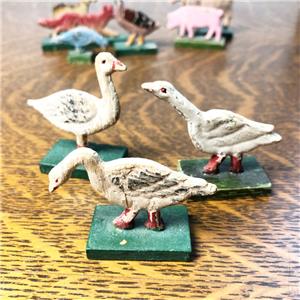 Antique Erzgebirge Putz Hand-carved Hand-painted Farm Animals