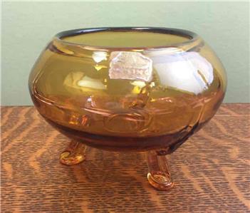 Viking Glass Flowerlite Flower Frog Amber Bowl Missing Frog