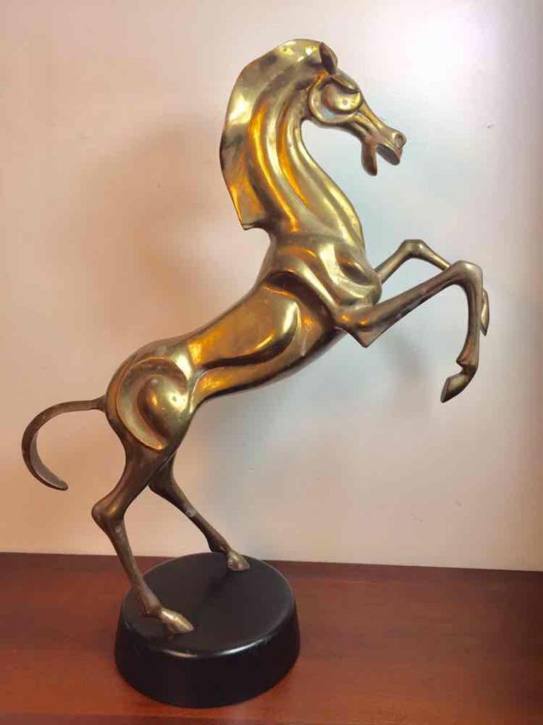 Large 23" Vintage Bronze Brass Horse Sculpture Statue Abstract Modern