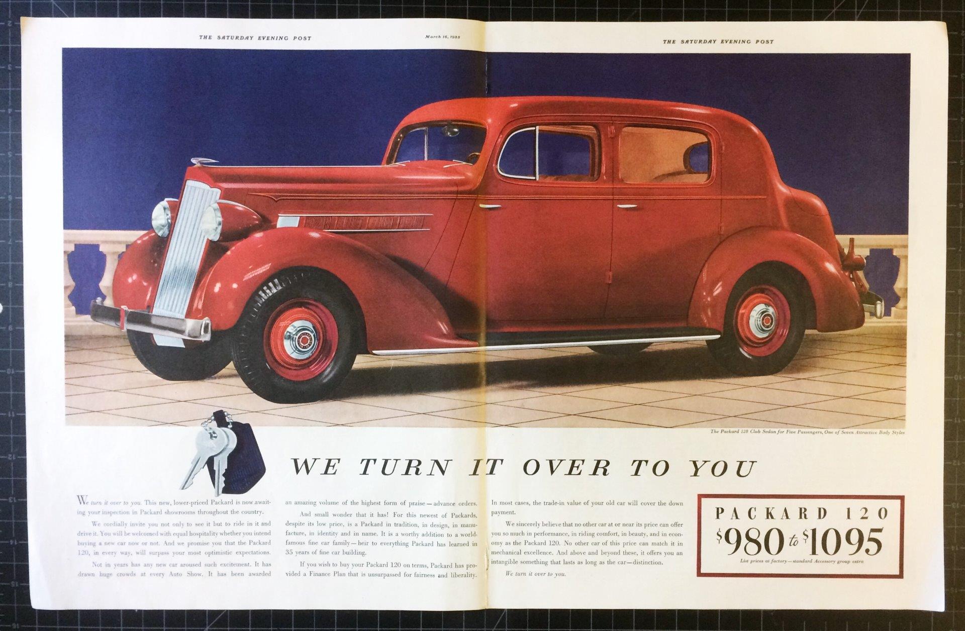1935 Red Packard 120 Club Sedan Vintage Print Ad Ebay