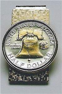 US 1948 ~ 1963 Franklin Half Dollar 90/% Silver Coin Hinged Money Clip NEW