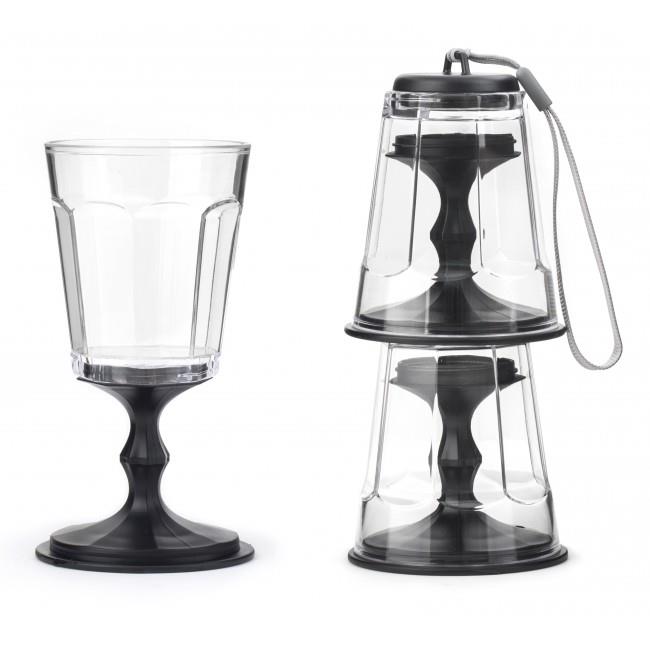 Kikkerland Set of 2 Stacking / Portable Travel Wine Glasses Black eBay