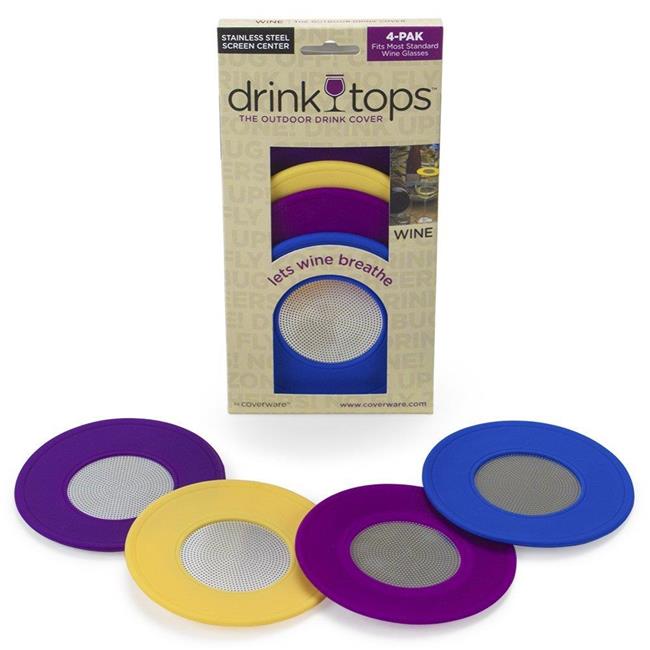 Coverware Drink Tops Ventilated Wine Glass Cover 4pk Wine Country Colors
