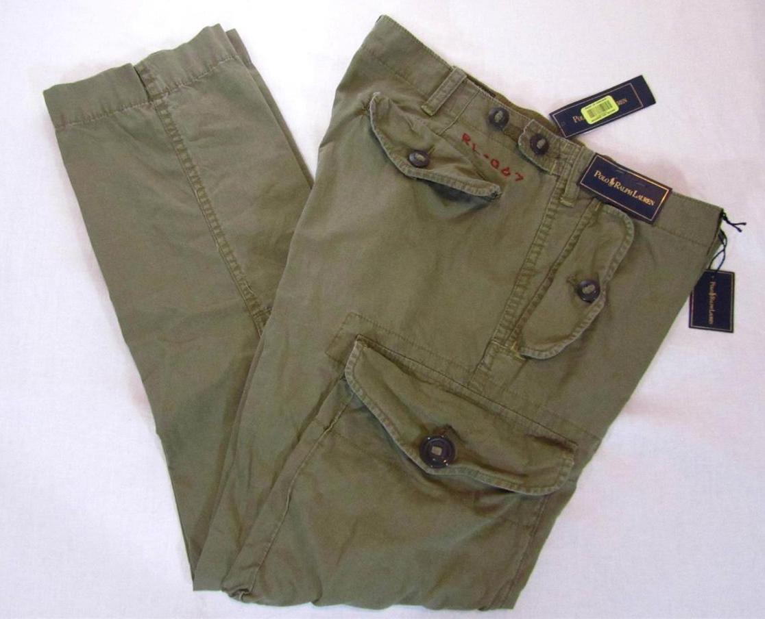 Mens new Polo Ralph Lauren military cargo pants modern fit olive green ...