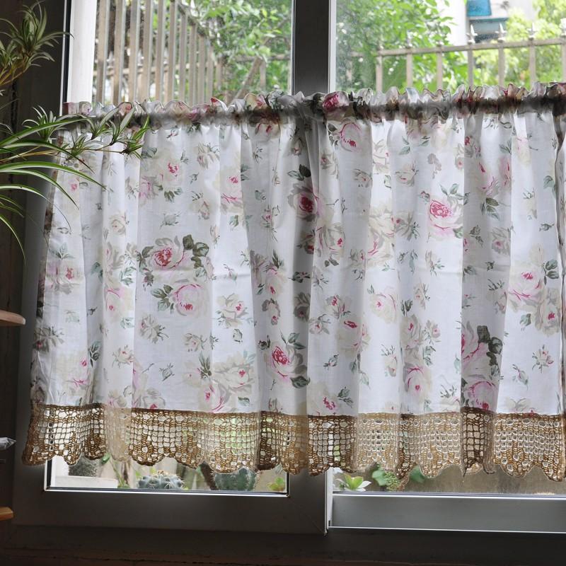 French Country Floral Rose Cafe Kitchen Curtain 007