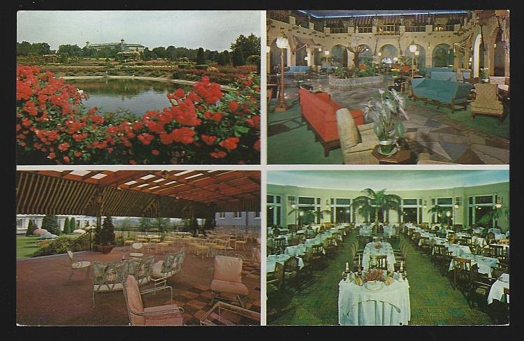 Postcard - Hotel Hershey, Lobby, Terrace and Dining Room, Hershey, Pennsylvania