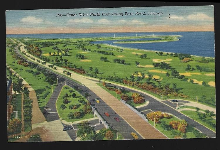 Postcard - Outer Drive North from Irving Park Road, Chicago, Illinois
