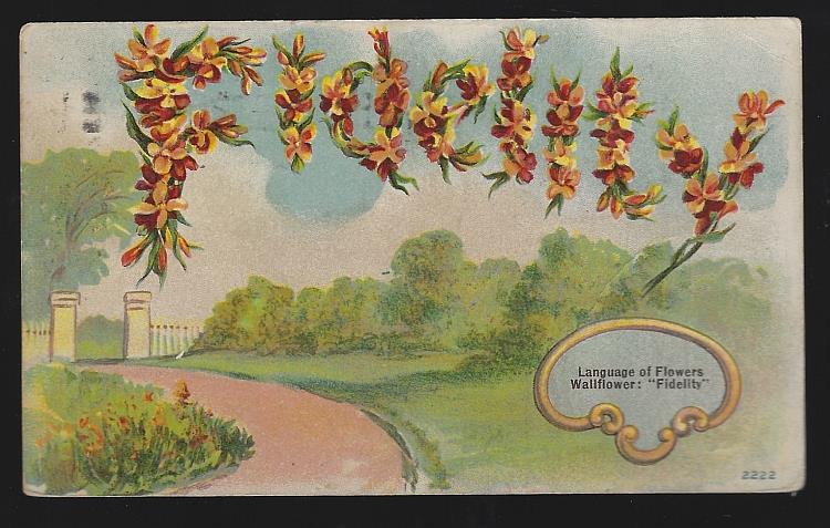 Postcard - Language of Flowers Postcard with Wallflower: Fidelity