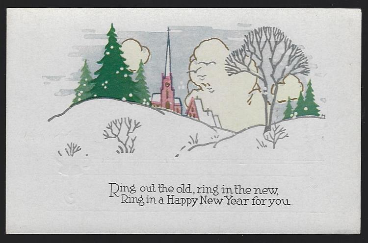 Postcard - New Year Postcard with Snowy Church