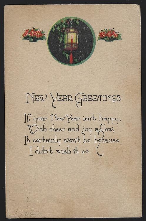 Postcard - New Year Greetings Postcard with Lantern