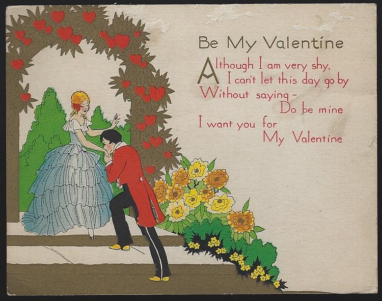 Valentine - Vintage Valentine Card with Prince and Princess