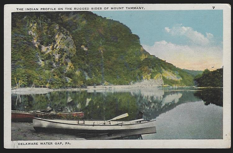 Postcard - Indian Profile on Mount Tammany, Delaware Water Gap, Pennsylvania