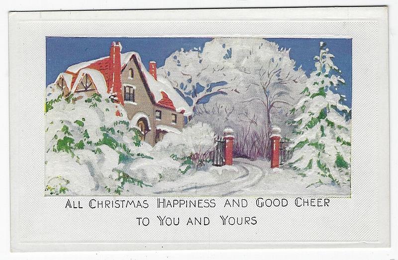 Postcard - Christmas Happiness Postcard with Snowy House