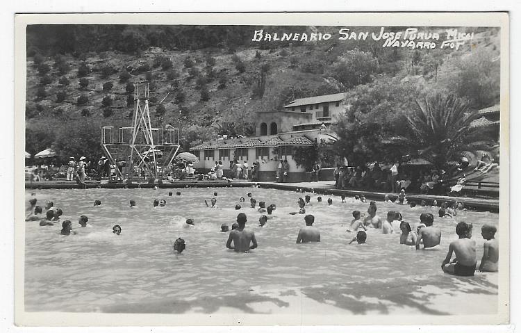 Postcard - Real Photo Postcard Balneario de San Jose Purua, Mineral Hot Springs Swimming Pool, Michoacan, Mexico