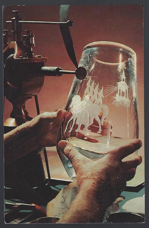Postcard - Engraving of Steuben Glass, Corning Glass Works, Corning, New York