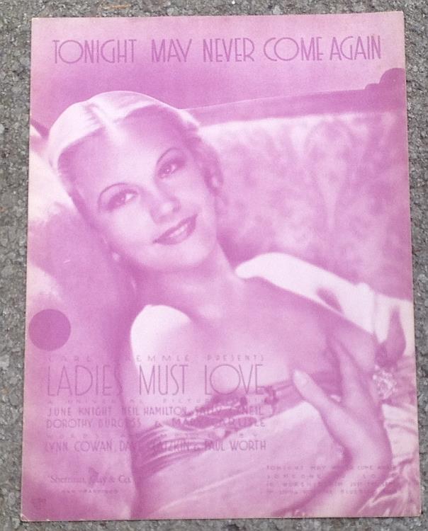 Sheet Music - Tonight May Never Come Again