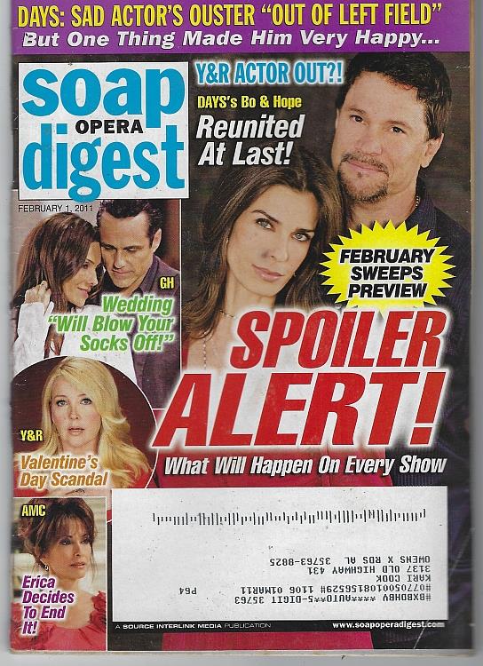 Image for SOAP OPERA DIGEST FEBRUARY 1, 2011