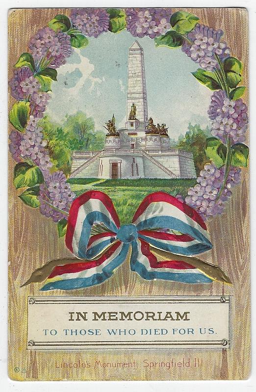 Postcard - In Memoriam, to Those Who Died for Us, Lincoln's Monument, Springfield, Illinois