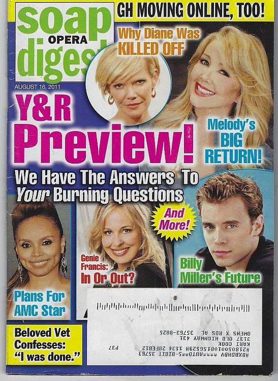 Image for SOAP OPERA DIGEST AUGUST 16, 2011