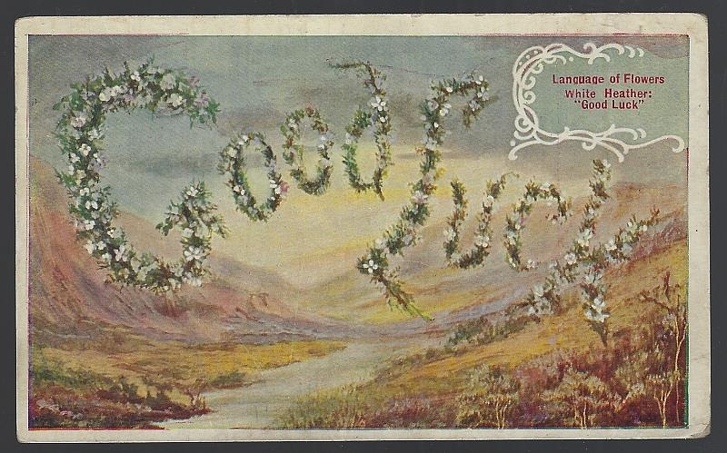 Postcard - Language of Flowers, White Heather, Good Luck
