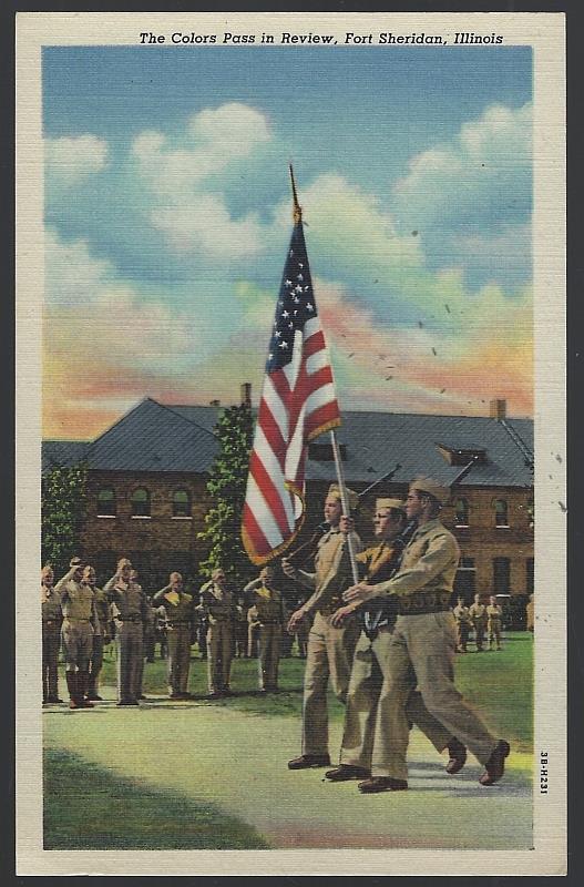 Postcard - Colors Pass in Review, Fort Sheridan, Illinois