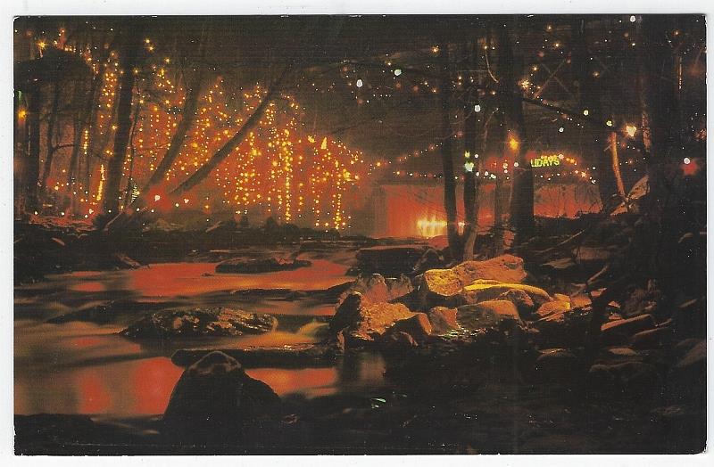 Postcard - Christmas Lights at Ludlow Falls, Ohio