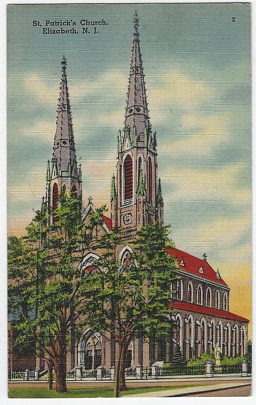 Postcard - St. Patrick's Church, Elizabeth, New Jersey