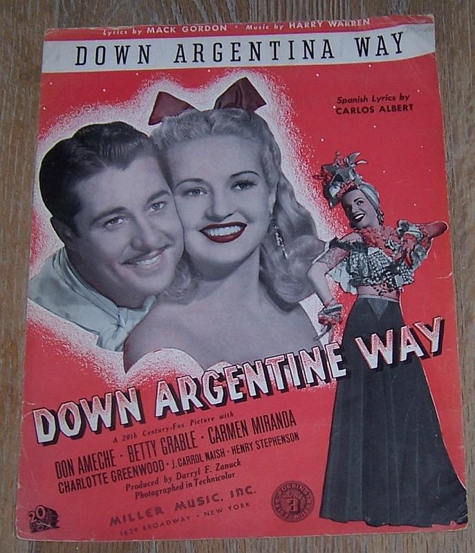 Sheet Music - Down Argentina Way