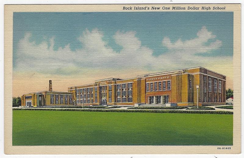 Postcard - Rock Island's New One Million Dollar High School, Illinois