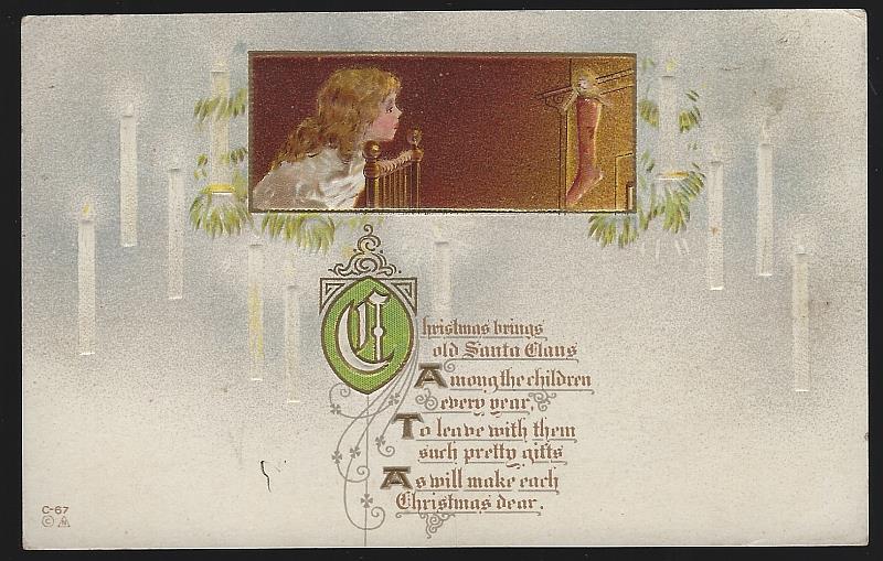 Postcard - Christmas Postcard with Child and Candles
