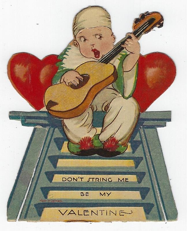 Valentine - Vintage Valentine Card with Guitar Player