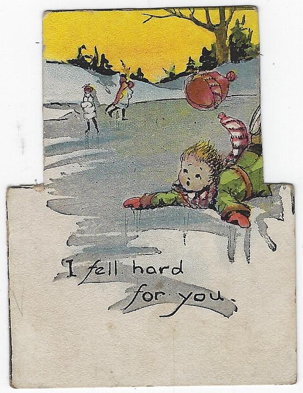 Valentine - Vintage Valentine Card with Boy Ice Skating