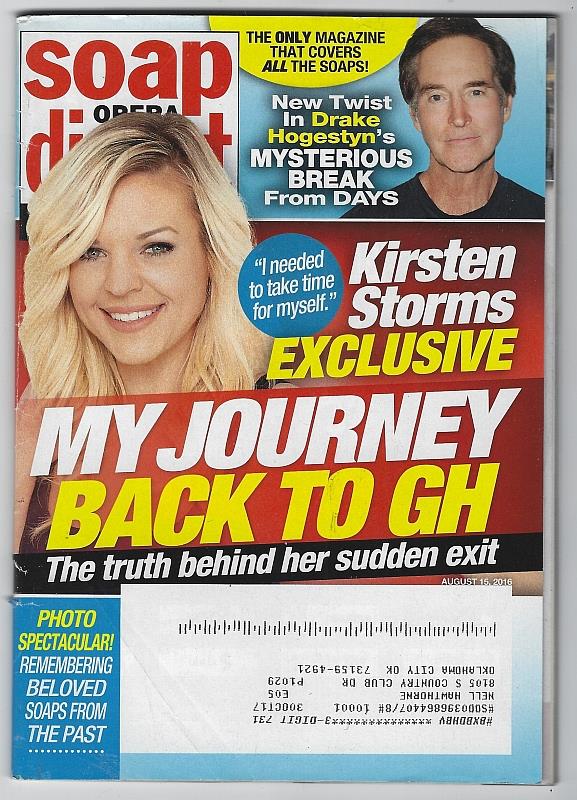 Image for SOAP OPERA DIGEST AUGUST 15, 2016