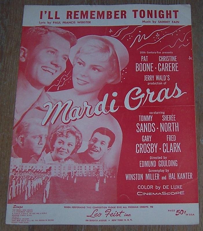 Sheet Music - I'll Remember Tonight