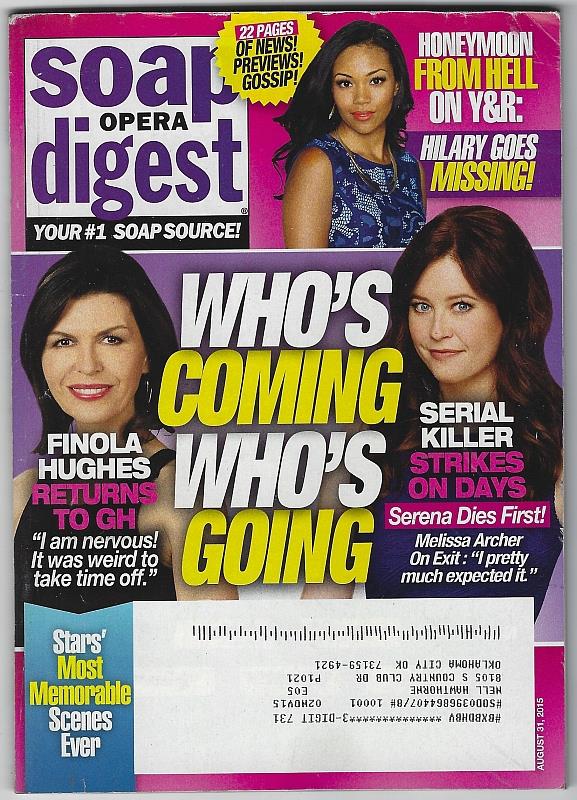 Image for SOAP OPERA DIGEST AUGUST 31, 2015