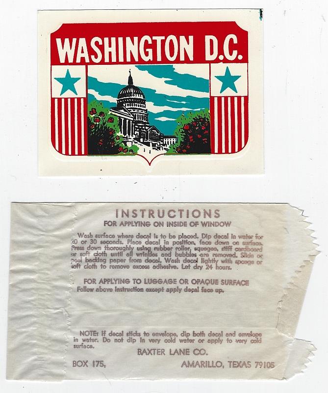Sticker - Vintage Souvenir Decal from Washington D.C.