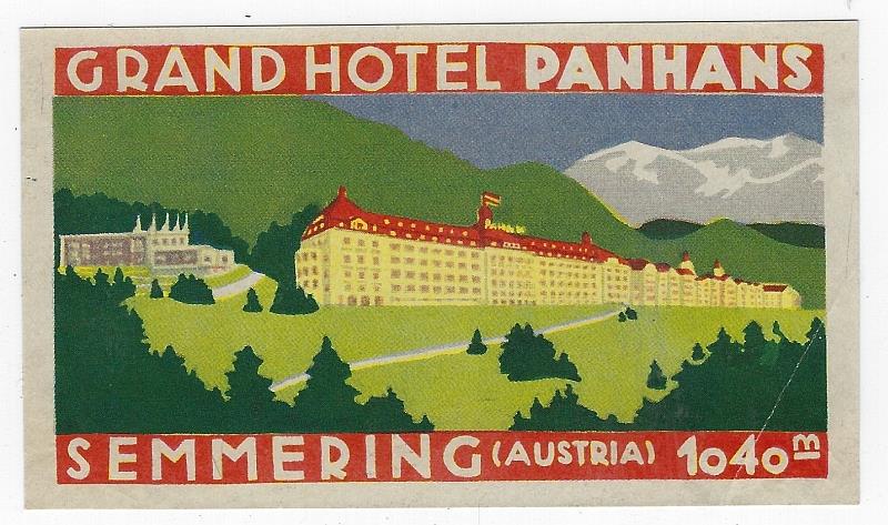 Image for VINTAGE LUGGAGE LABEL FOR GRAND HOTEL PANHANS, SEMMERING, AUSTRIA