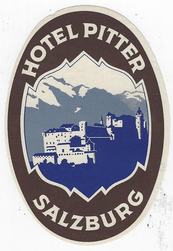 Advertisement - Vintage Luggage Label for Hotel Pitter, Salzburg, Austria
