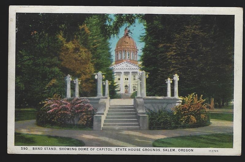 Image for BAND STAND, SHOWING DOME OF CAPITOL, STATE HOUSE GROUNDS, SALEM, OREGON