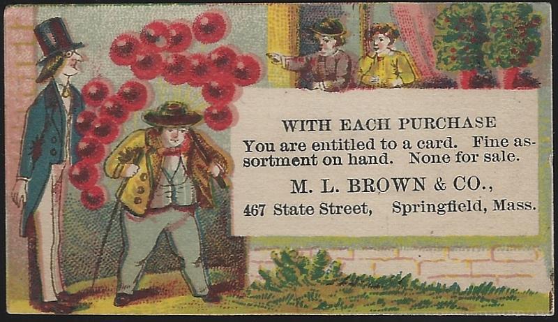 Advertisement - Victorian Trade Card for M.L. Brown, Springfield, Massachusetts