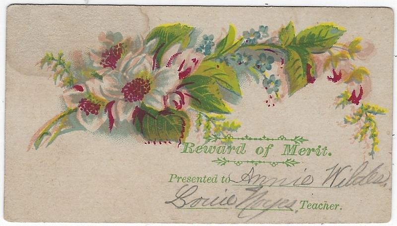 Image for VICTORIAN REWARD OF MERIT WITH BOUQUET OF WHITE FLOWERS