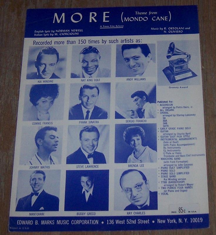 Sheet Music - More ( Theme from Mondo Cane)