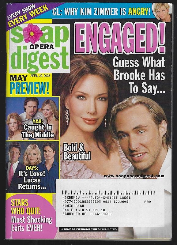 Image for SOAP OPERA DIGEST APRIL 29, 2008