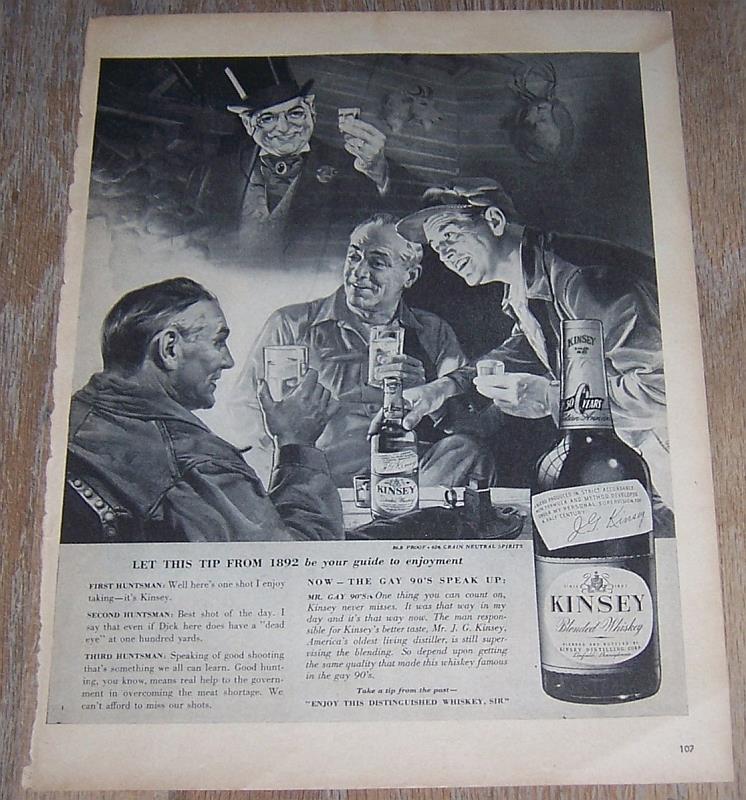 Image for 1943 KINSEY BLENDED WHISKEY LIFE MAGAZINE ADVERTISEMENT