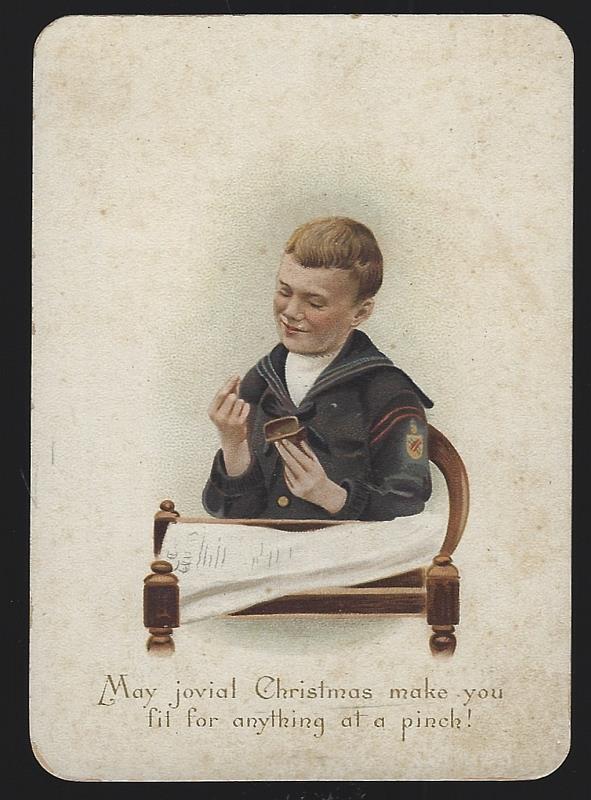 Christmas - Victorian Christmas Card with Snuffing Sailor