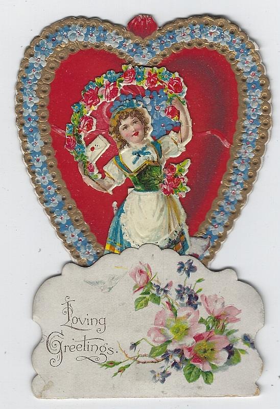 Image for VICTORIAN FOLD OUT VALENTINE CARD WITH LOVELY DANCNG GIRL
