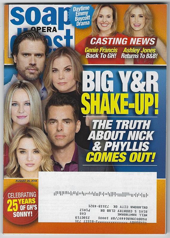 Image for SOAP OPERA DIGEST AUGUST 20, 2018