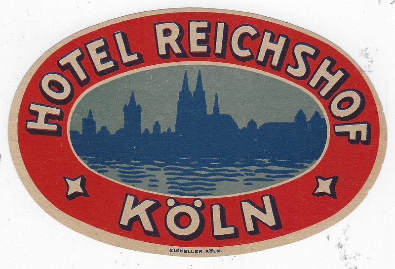 Advertisement - Vintage Luggage Label for Hotel Reichshof, Koln, Germany