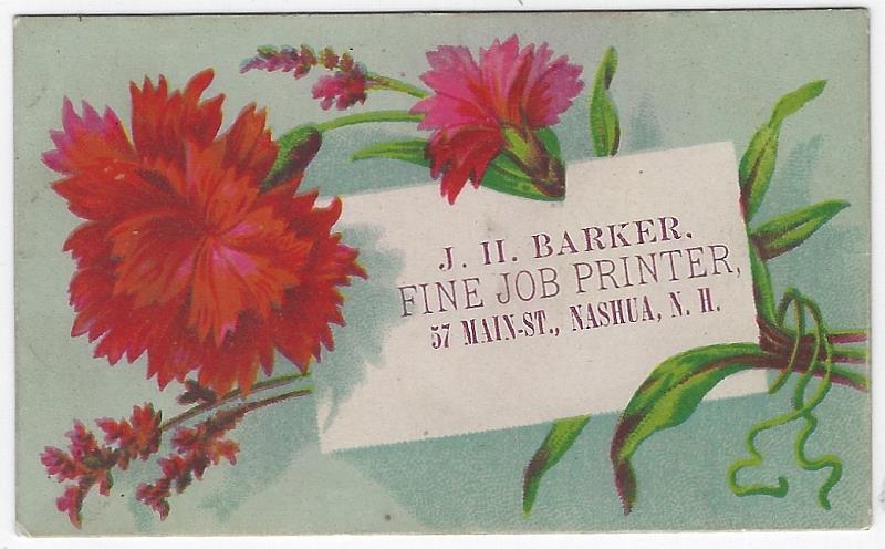 Advertisement - Victorian Trade Card for J.H. Barker, Fine Job Printer